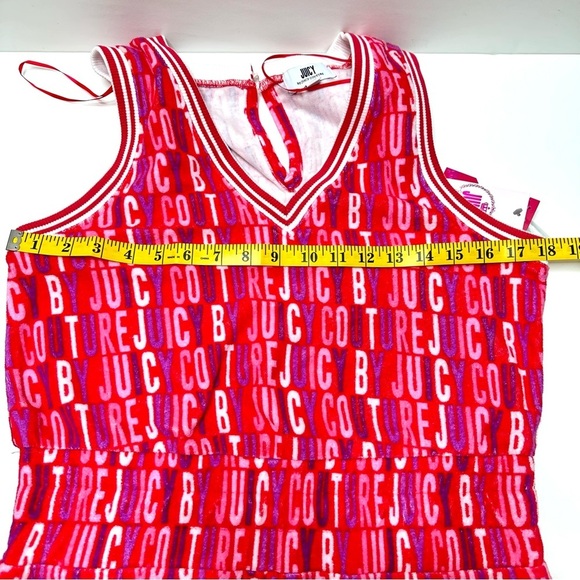 NWT Juicy Couture Terry Cloth Logo Romper Shorts Elastic Waist V Neck Woman’s M - Picture 9 of 11